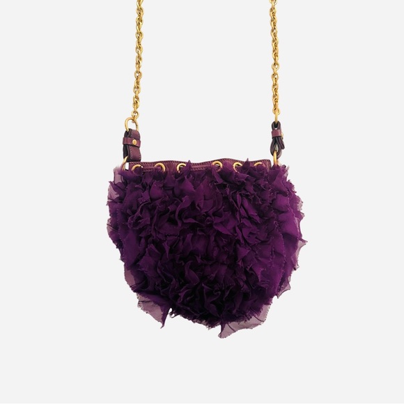 LIKE NEW Juicy Couture Silk Chiffon & Leather Pouchette Bag - Picture 11 of 12